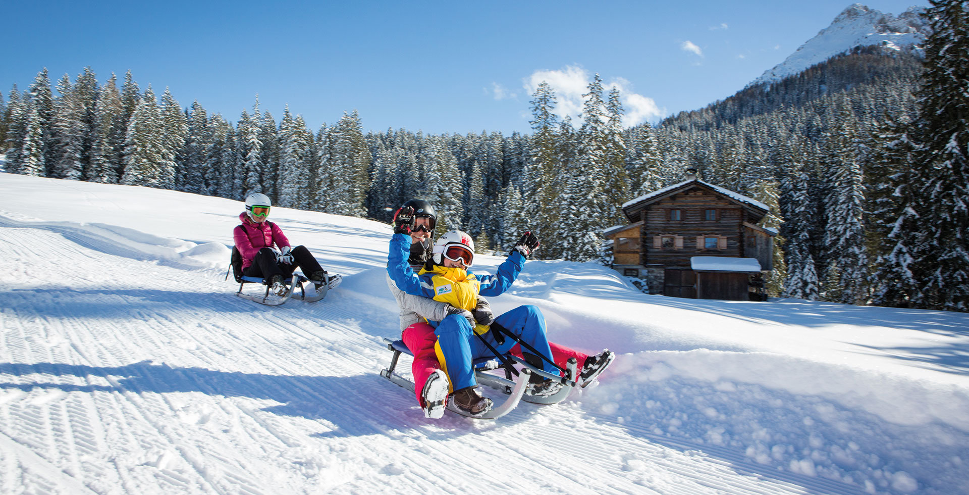 Tobogganing in the skiing region Carezza